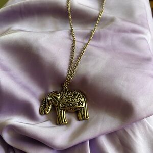 Gold Elephant Pendant Necklace